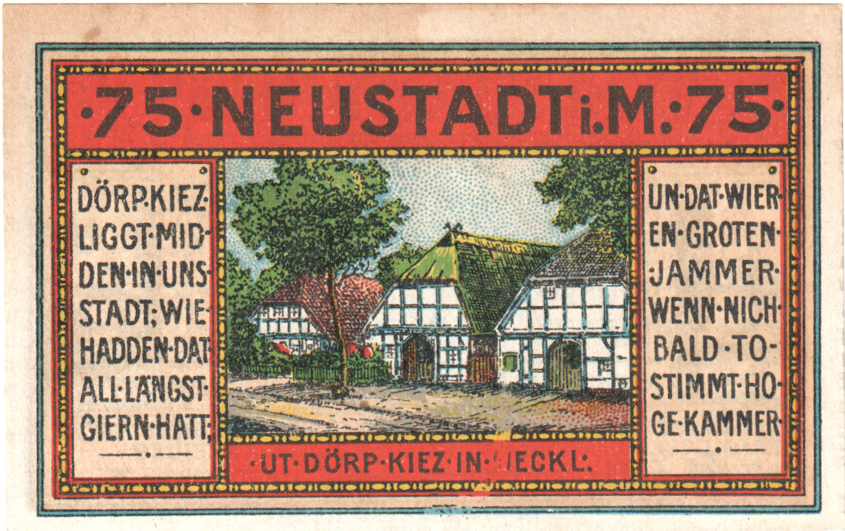 Billete, Alemania, Neustadt Stadt, 75 Pfennig, Maison, 1921, 1921-11-24, EBC+