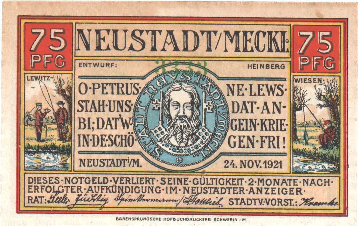 Billete, Alemania, Neustadt Stadt, 75 Pfennig, Maison, 1921, 1921-11-24, EBC+