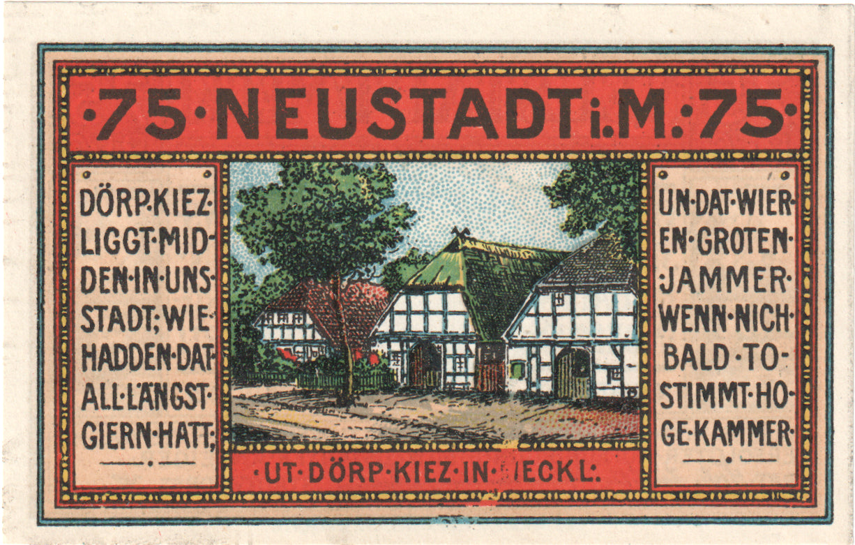Billete, Alemania, Neustadt Stadt, 75 Pfennig, château, 1921, 1921-11-24, EBC+