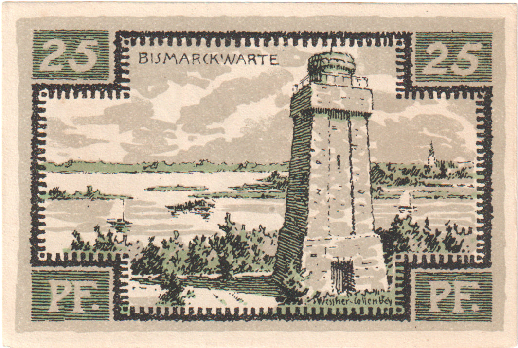 Banknot, Niemcy, Neustettin, 25 Pfennig, paysage, 1921, 1921-11-15, UNC(60-62)