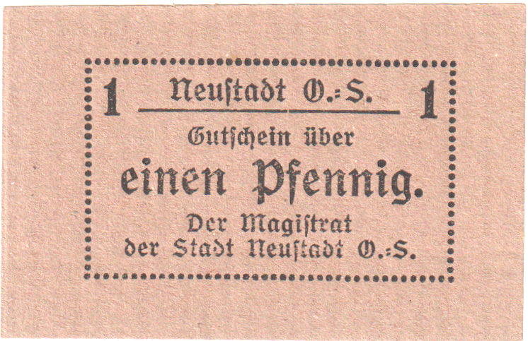 Banknot, Niemcy, Neustadt Stadt, 1 Pfennig, valeur faciale, UNC(60-62)