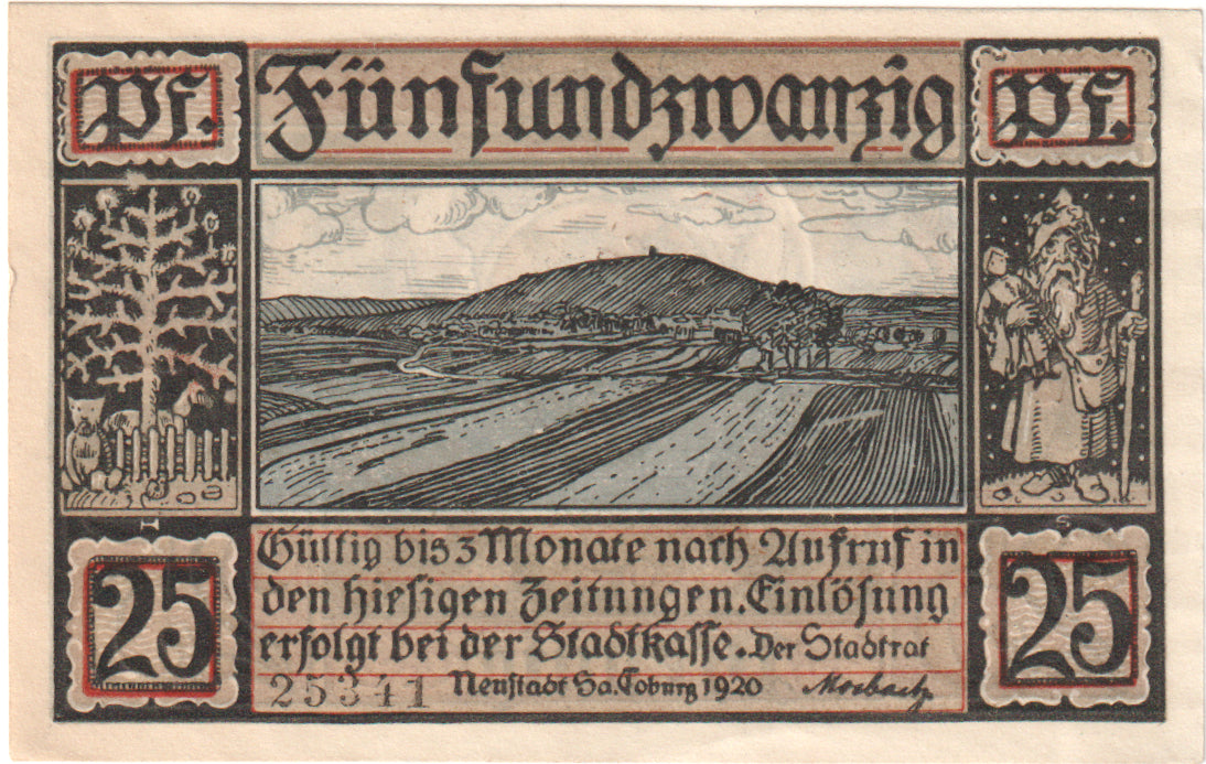 Geldschein, Deutschland, Neustadt Stadt, 25 Pfennig, personnage, VZ+, Mehl:N26.5