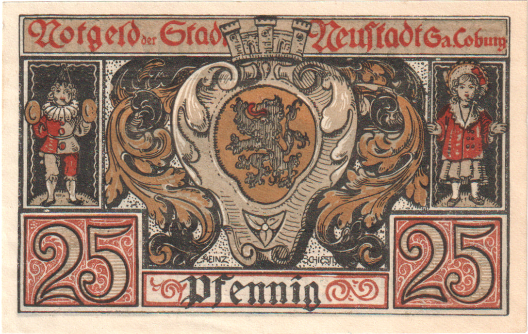 Geldschein, Deutschland, Neustadt Stadt, 25 Pfennig, personnage, VZ+, Mehl:N26.5