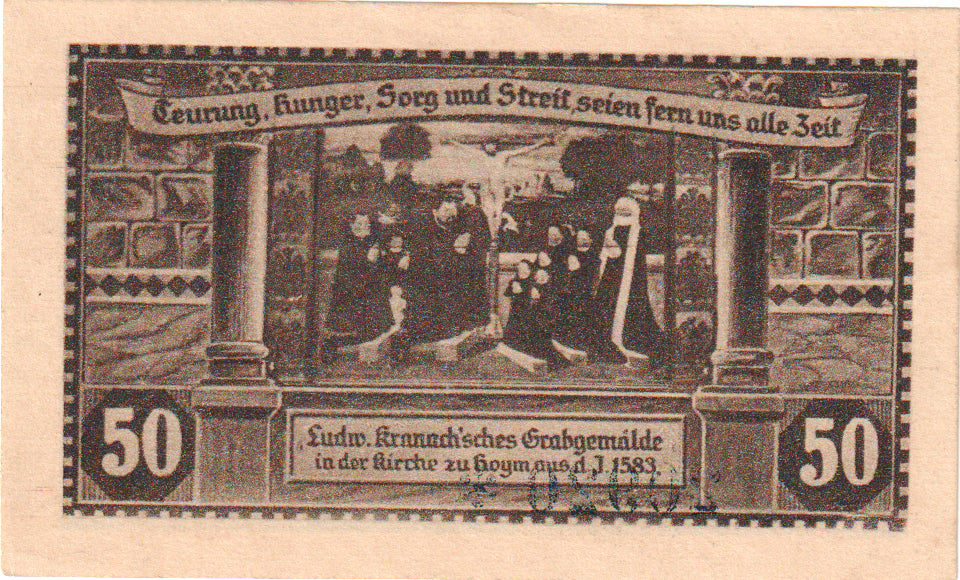 Banknot, Niemcy, Hoym, 50 Pfennig, personnage, 1921, 1921-05-17, UNC(65-70)