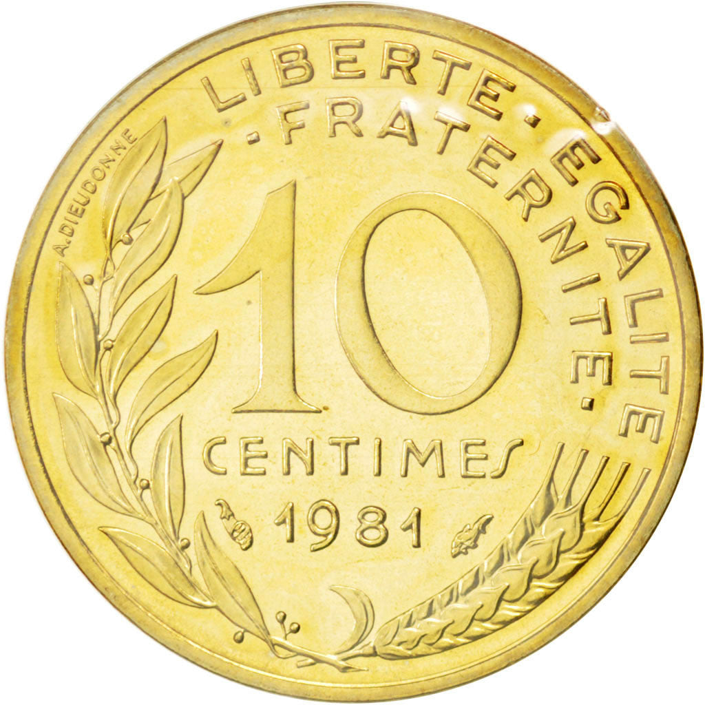 France, 10 Centimes, Marianne, 1981, Bronze-Aluminium, FDC, Gadoury:293, KM:929