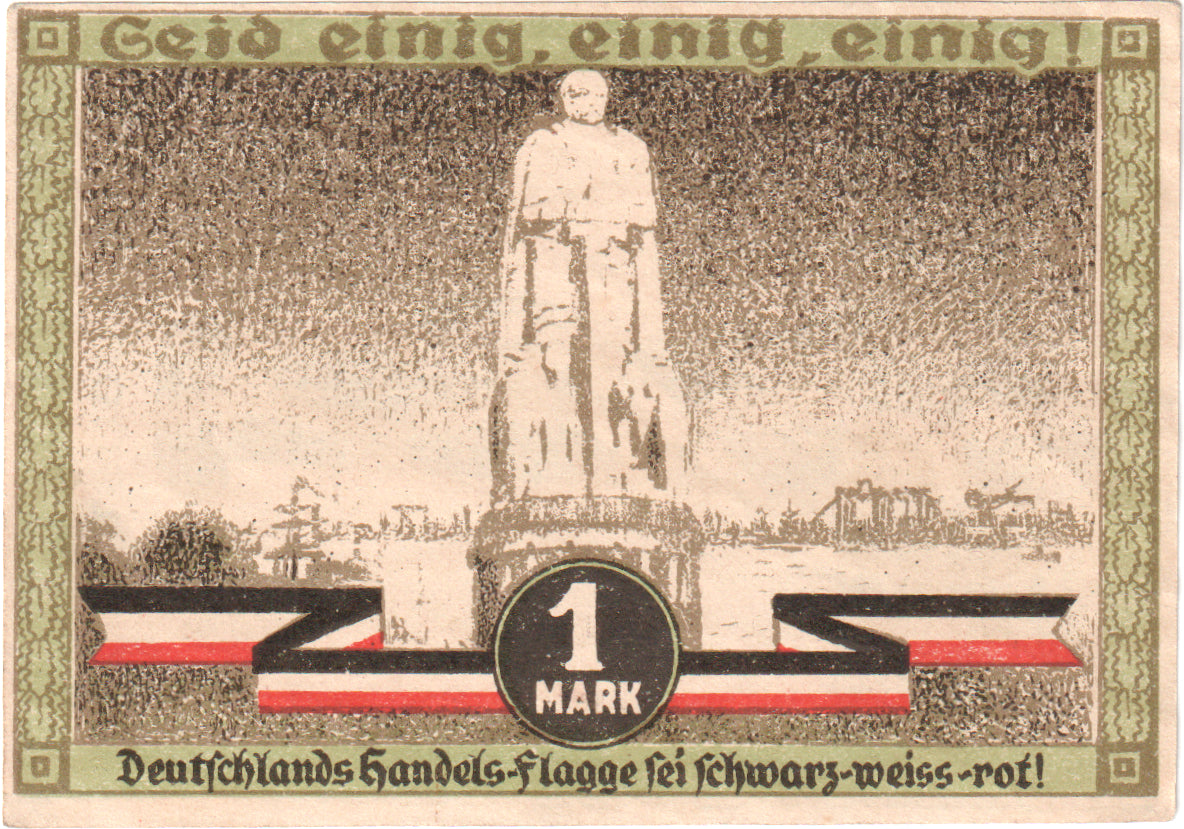 Geldschein, Deutschland, Hamburg, 1 Mark, Statue 1, 1921, 1921-08-31, UNZ-