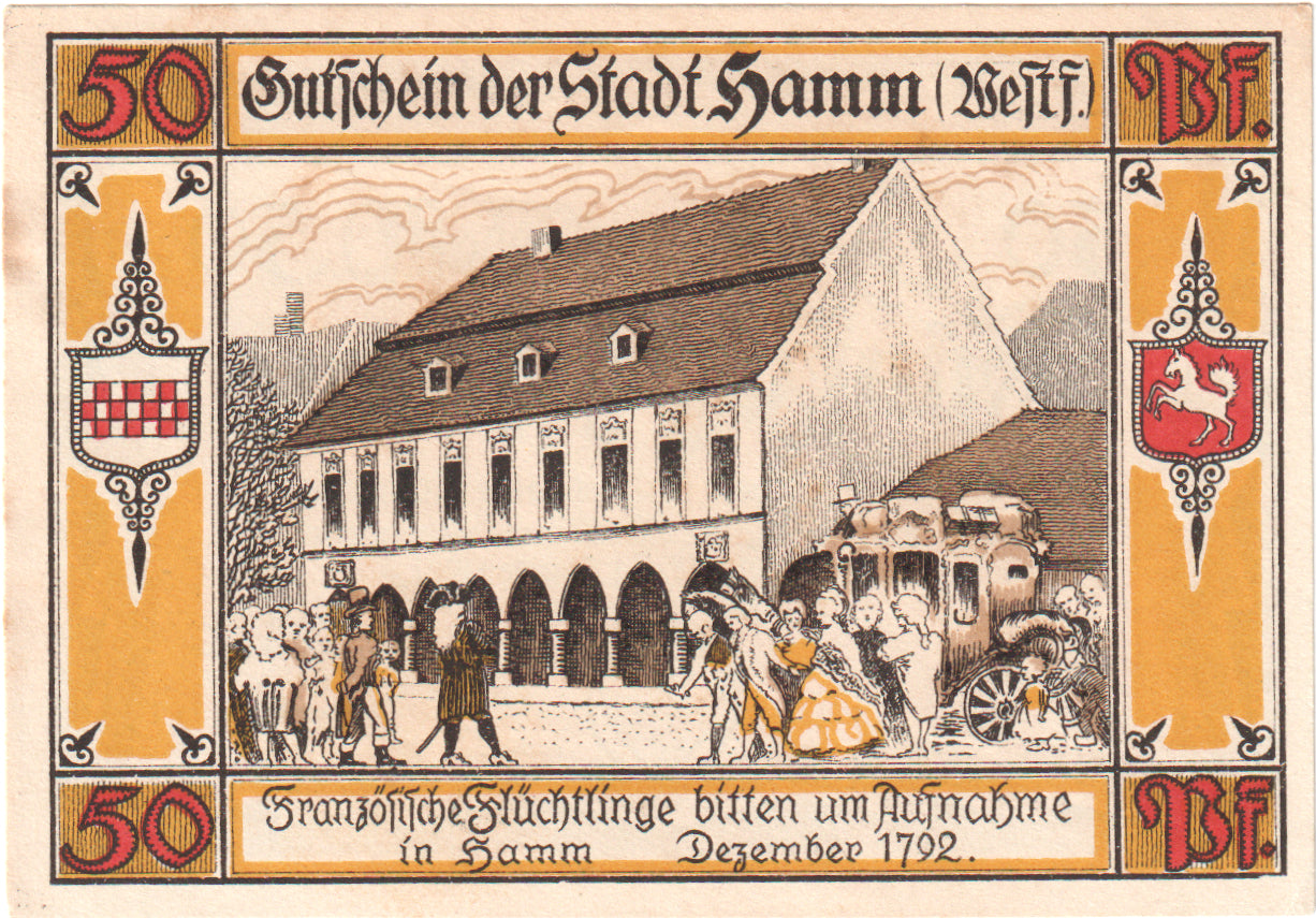 Geldschein, Deutschland, Hamm, 50 Pfennig, Orange Dress, 1921, 1921-10-01, UNZ