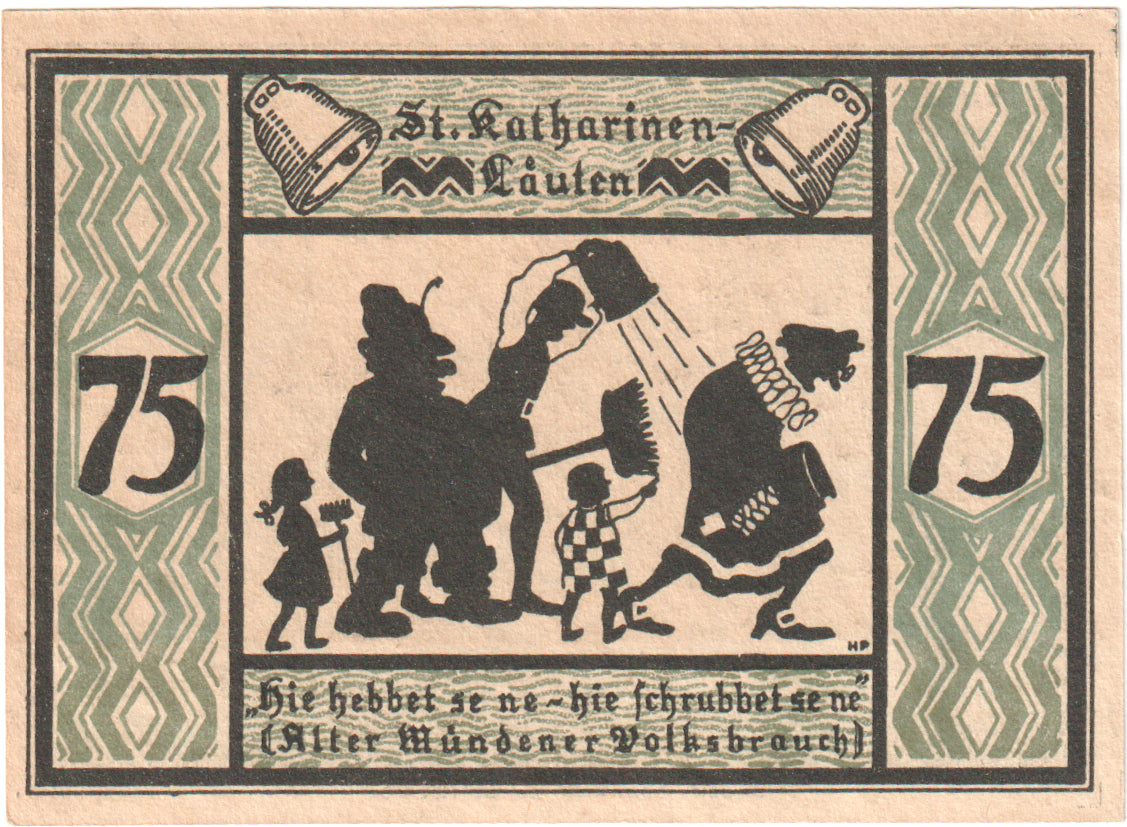 Billete, Alemania, Hann. Münden Stadt, 75 Pfennig, personnage, 1922, EBC+