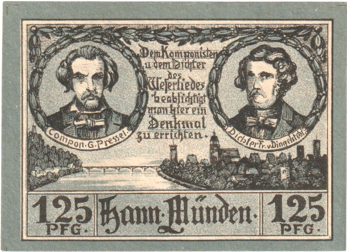 Nota, Alemanha, Hann. Münden, 1.25 Mark, paysage, O.D, UNC(60-62), Mehl:578.1