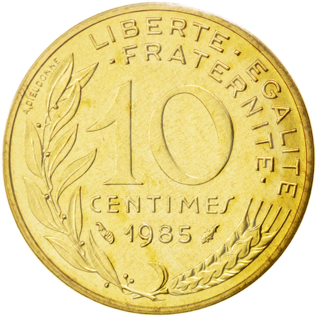 França, 10 Centimes, Marianne, 1985, Alumínio-Bronze, MS(65-70), Gadoury:293