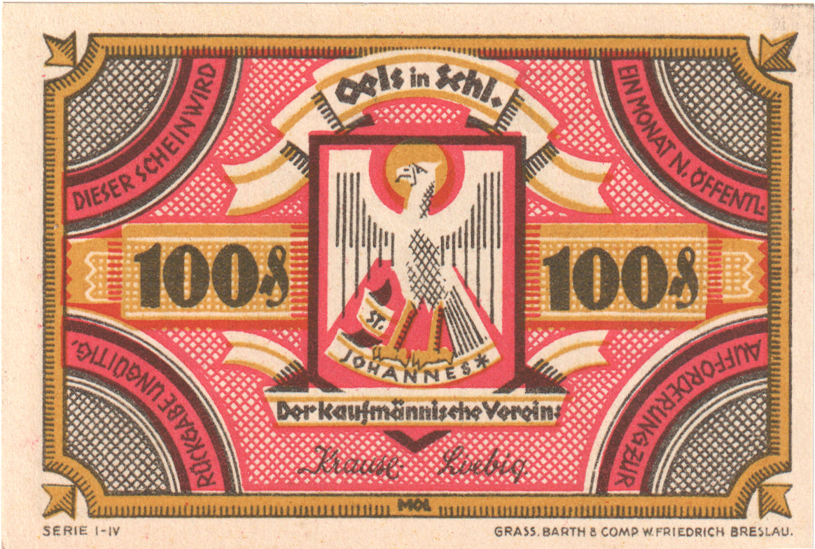 Geldschein, Deutschland, Oels, 100 Pfennig, Maison, O.D, UNZ, Mehl:1008.1