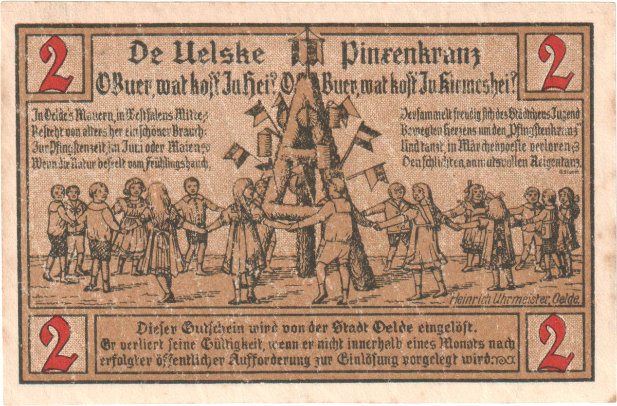 Geldschein, Deutschland, Oelde, 2 Mark, moulin, 1920, 1920-12-07, UNZ-