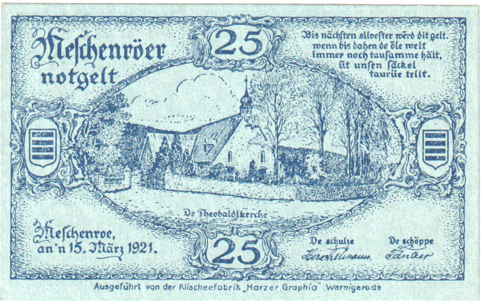 Banknot, Niemcy, Noschenrode Gemeinde, 25 Pfennig, village, 1921, UNC(60-62)