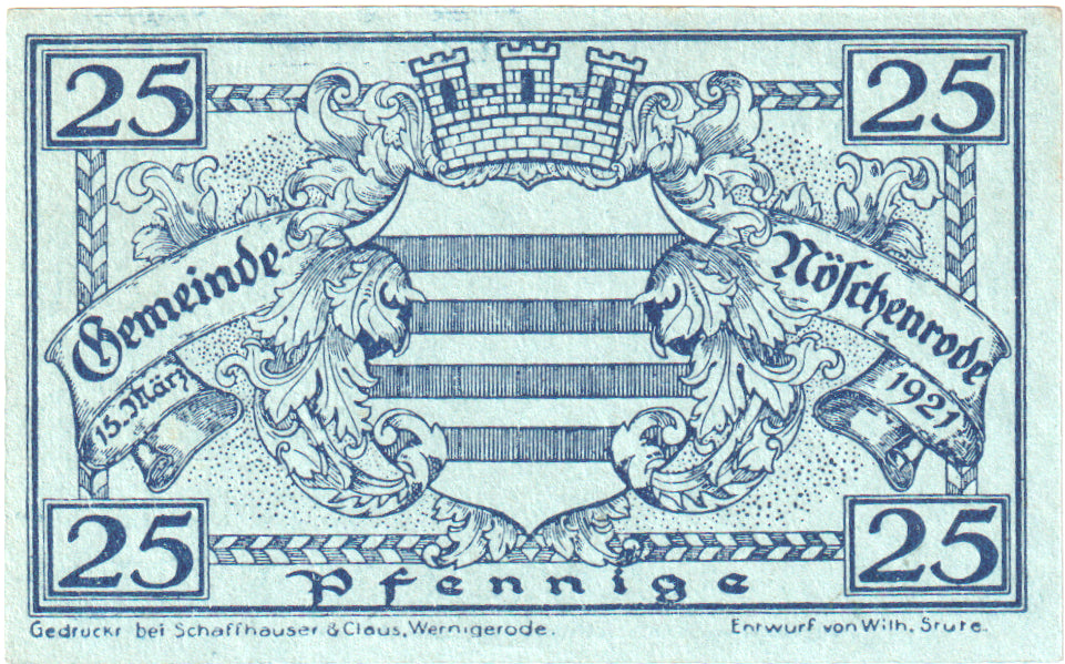 Banknot, Niemcy, Noschenrode Gemeinde, 25 Pfennig, village, 1921, UNC(60-62)