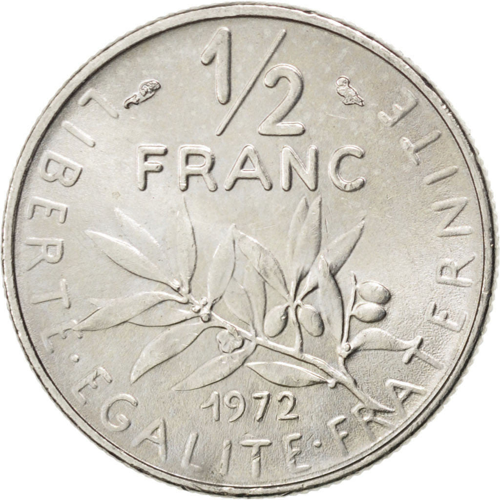Francia, 1/2 Franc, Semeuse, 1972, Nichel, SPL, Gadoury:429, KM:931.1