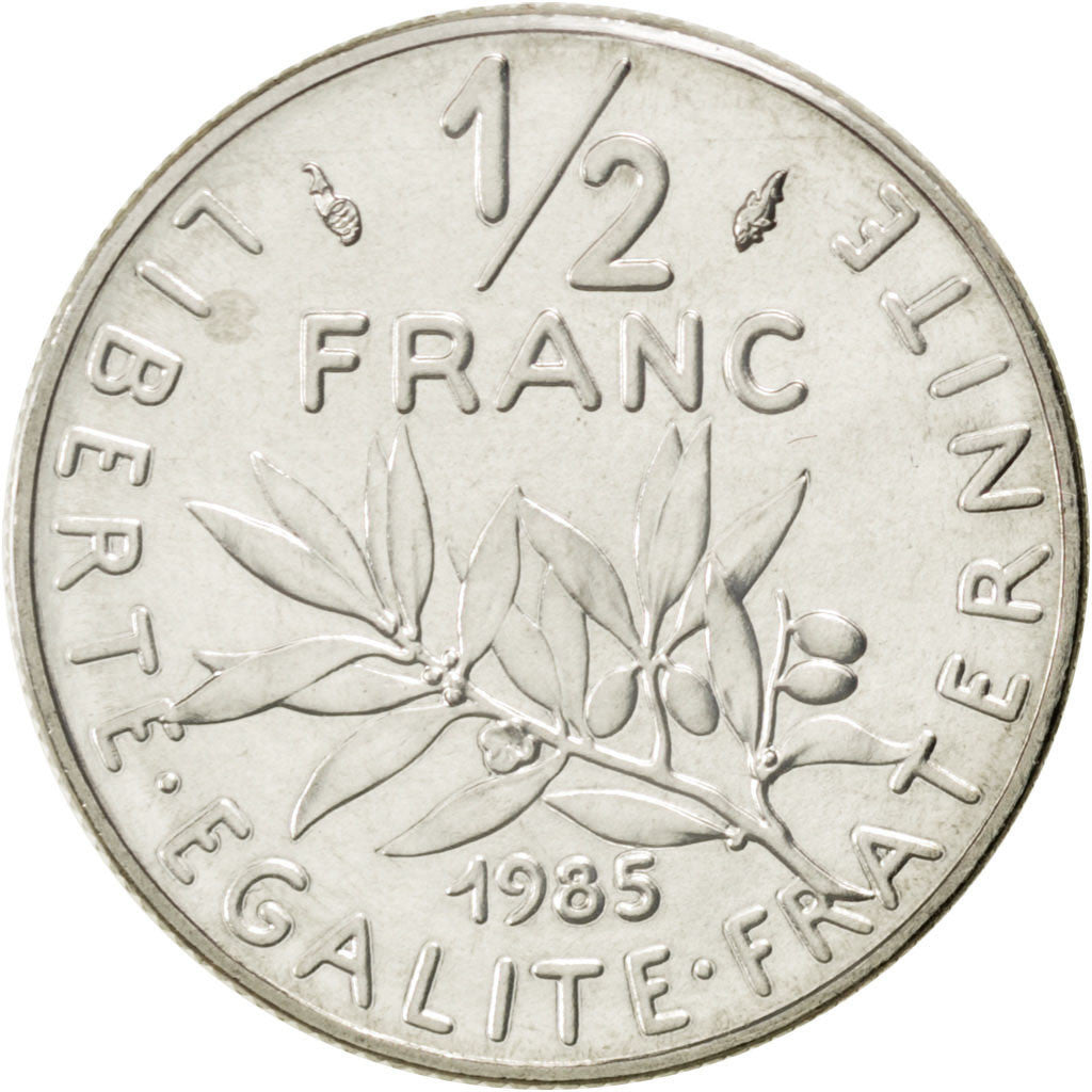 Francja, 1/2 Franc, Semeuse, 1985, Nikiel, MS(65-70), Gadoury:429, KM:931.1