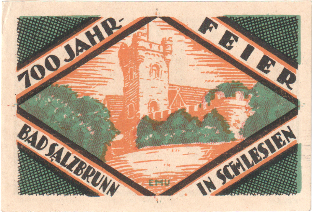 Banknote, Germany, Salzbrunn, 50 Pfennig, château, 1921, UNC(60-62)