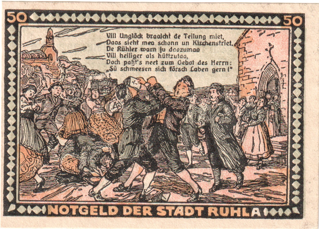 Geldschein, Deutschland, Ruhla Stadte, 50 Pfennig, personnage, 1922, 1921-04-01