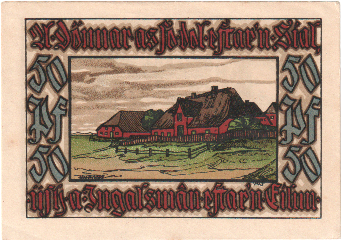 Geldschein, Deutschland, Norddorf auf Amrum Verkehrsverein, 50 Pfennig, paysage