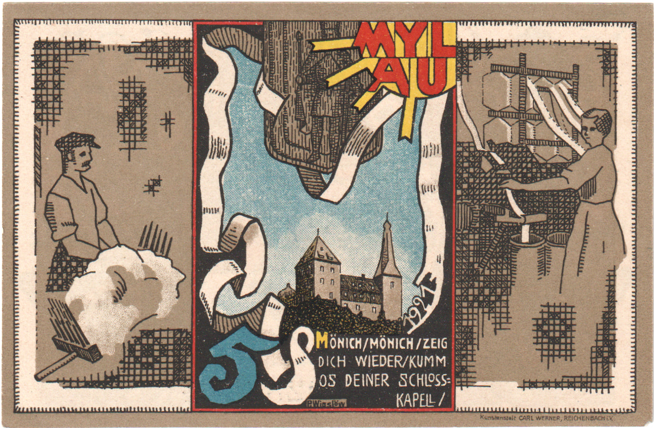 Geldschein, Deutschland, Mylau, 5 Pfennig, personnage, 1921, UNZ, Mehl:921.1
