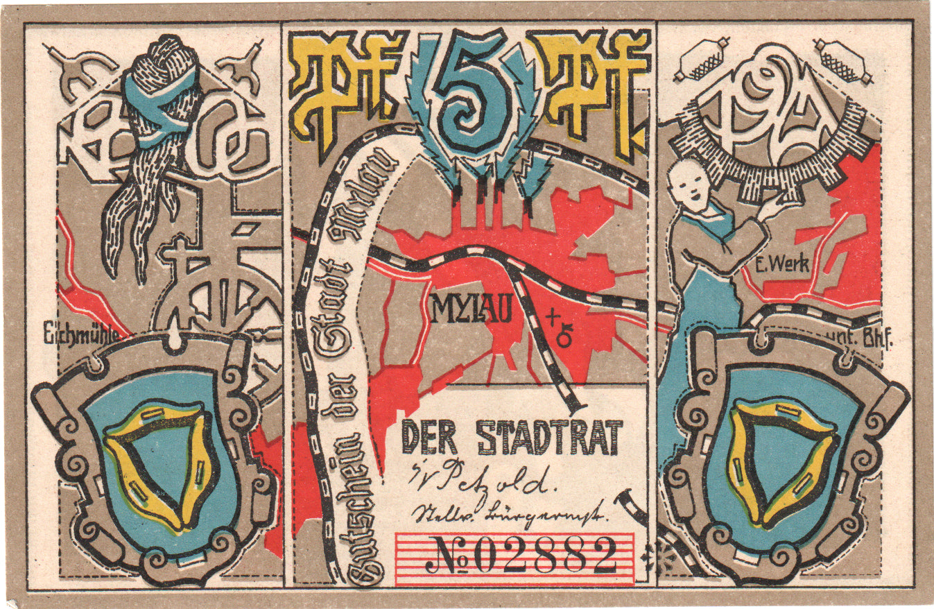 Geldschein, Deutschland, Mylau, 5 Pfennig, personnage, 1921, UNZ, Mehl:921.1