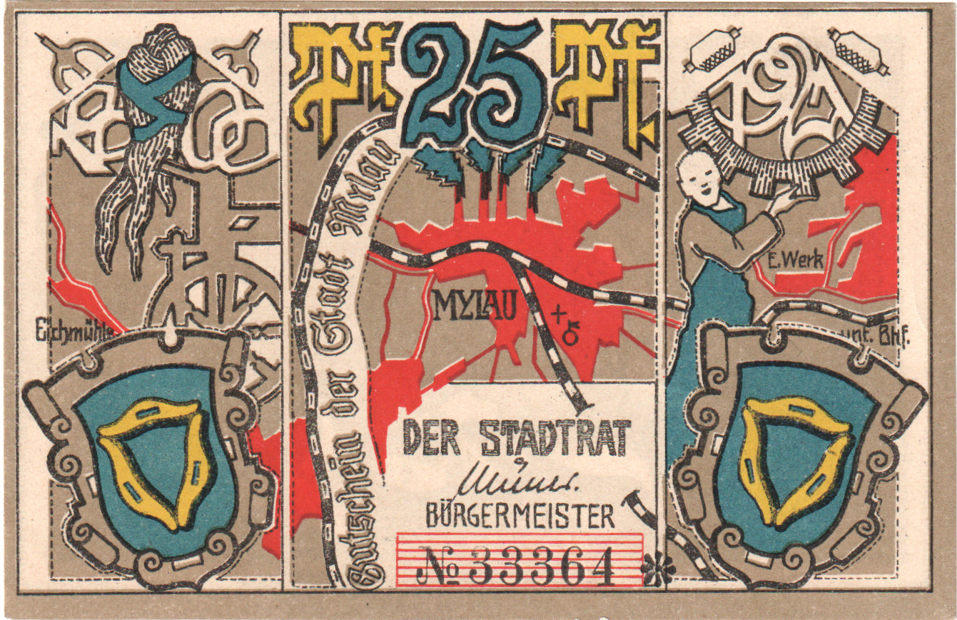 Geldschein, Deutschland, Mylau, 25 Pfennig, personnage, 1921, UNZ, Mehl:921.1