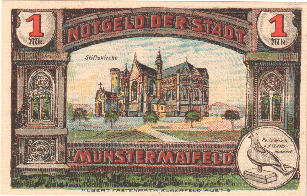 Geldschein, Deutschland, Munster, 1 Mark, château, 1921, VZ+, Mehl:919.3