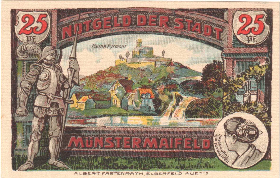 Banconote, Germania, Munster, 25 Pfennig, château, 1921, SPL, Mehl:919.3