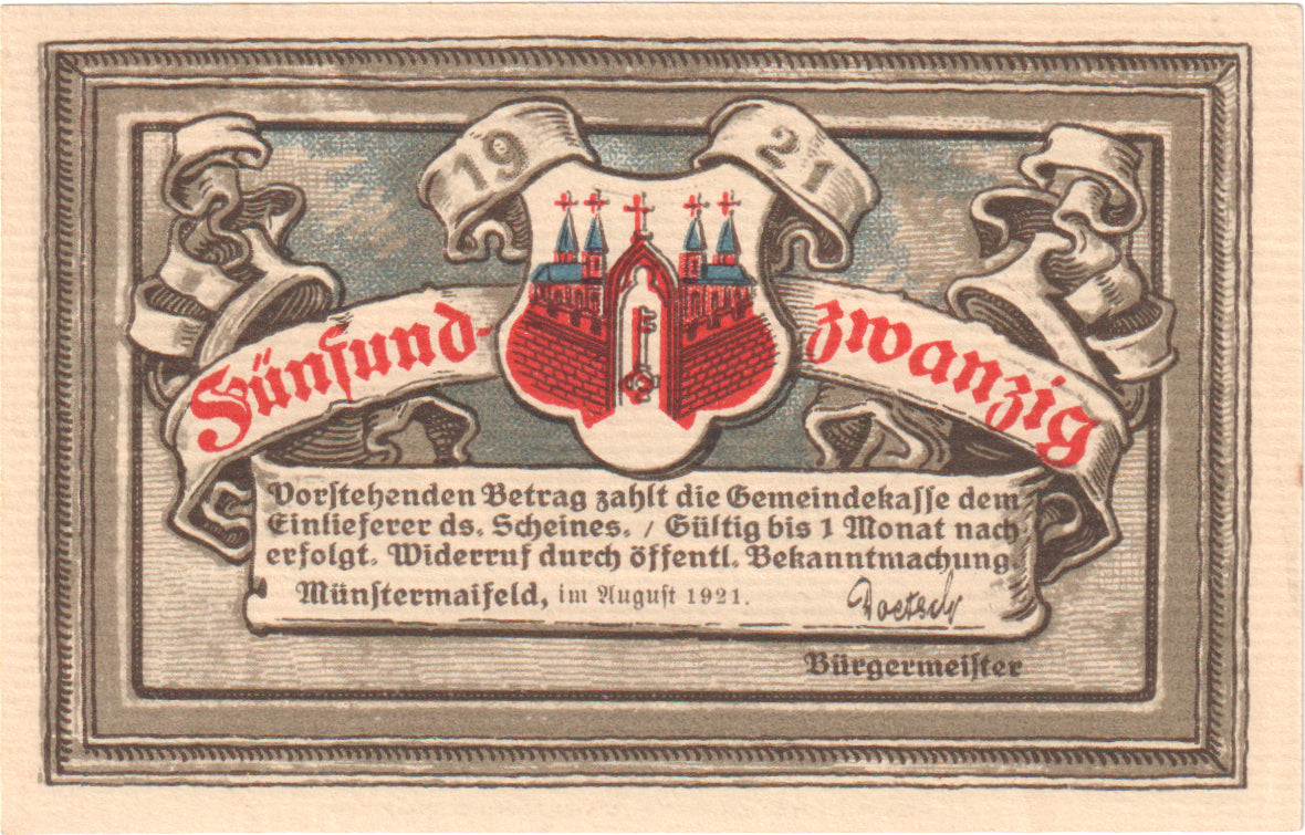Banconote, Germania, Munster, 25 Pfennig, château, 1921, SPL, Mehl:919.3
