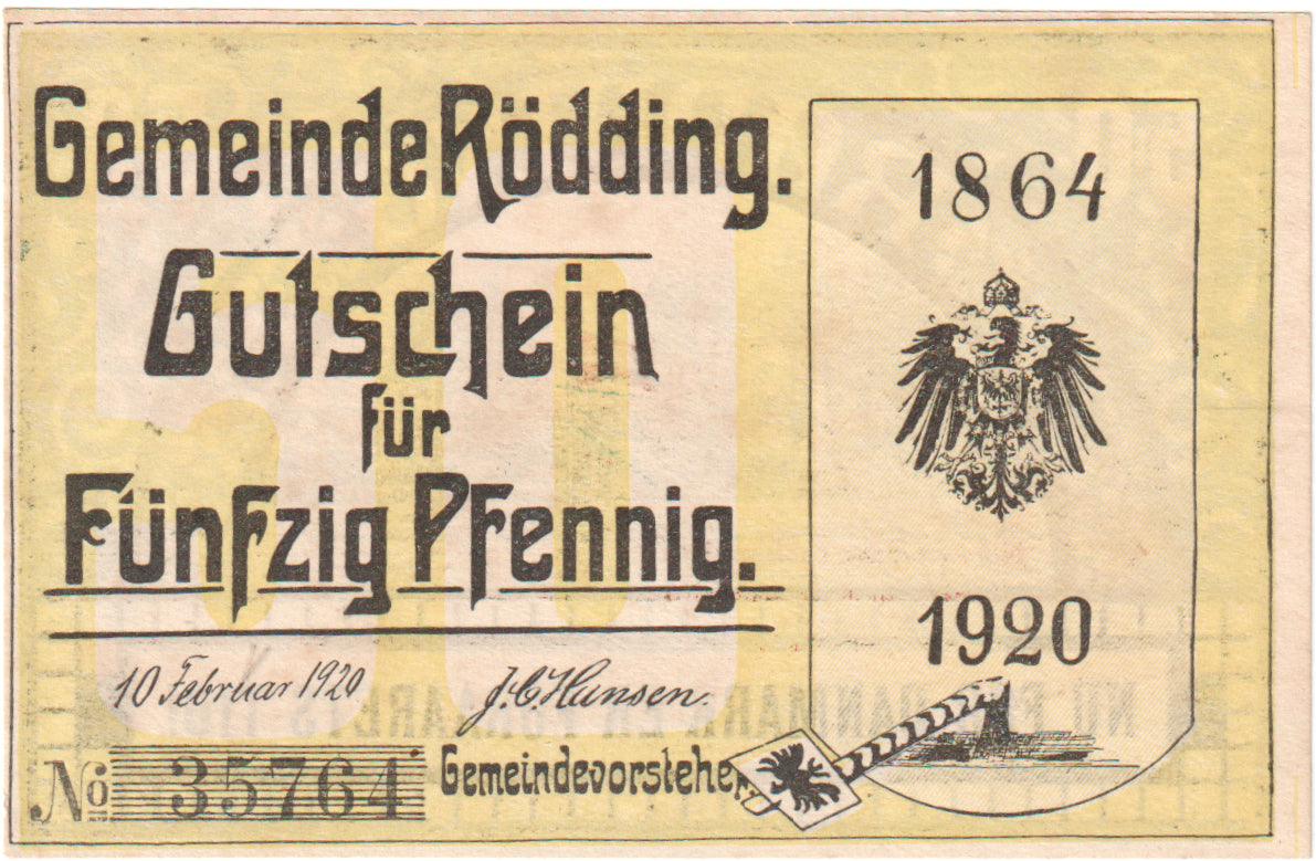 Deutschland, Rödding, 50 Pfennig, 1920-02-10, VZ+