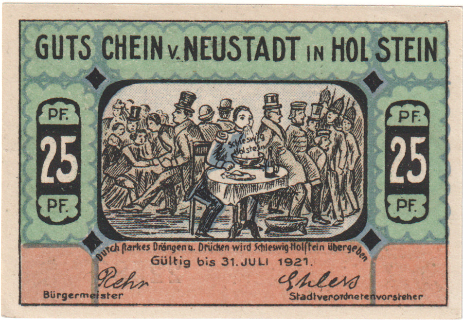 Banconote, Germania, Neustadt i. Holstein Stadt, 25 Pfennig, paysage, O.D, SPL
