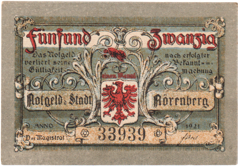 Banconote, Germania, Norenberg, 25 Pfennig, personnage, 1921, SPL, Mehl:979.41a