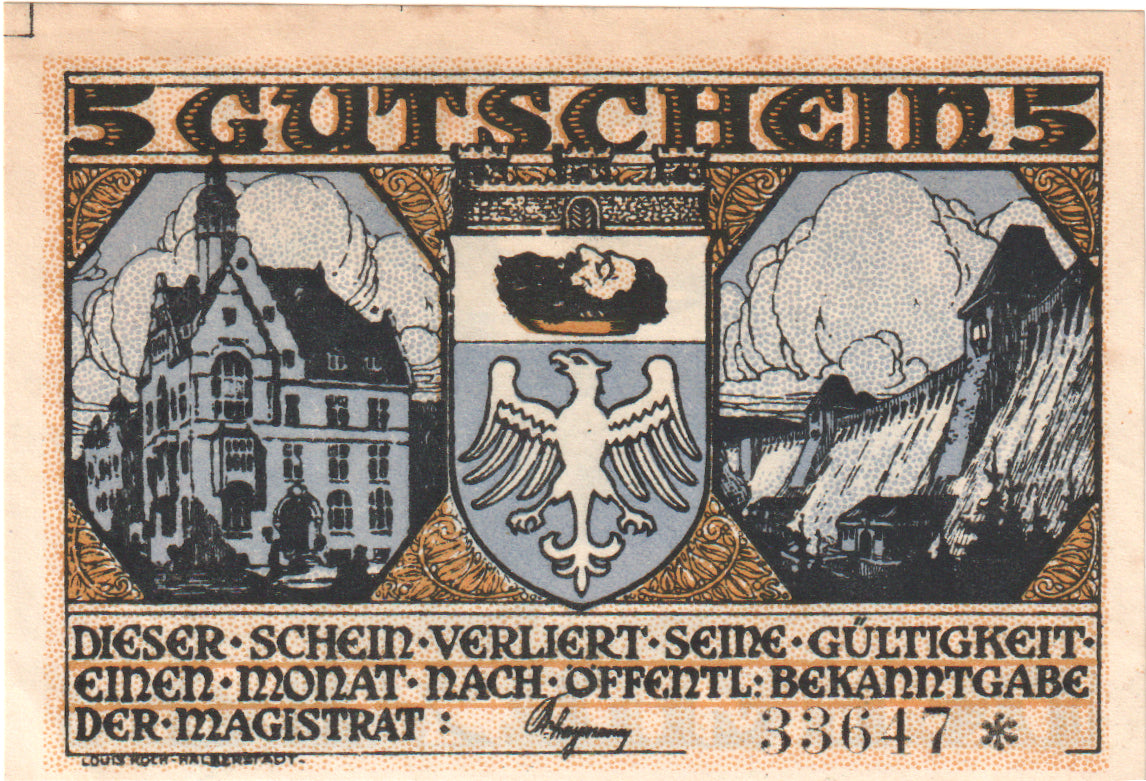 Banconote, Germania, Neheim a.d. Ruhr Gemeinde, 5 Mark, personnage, SPL