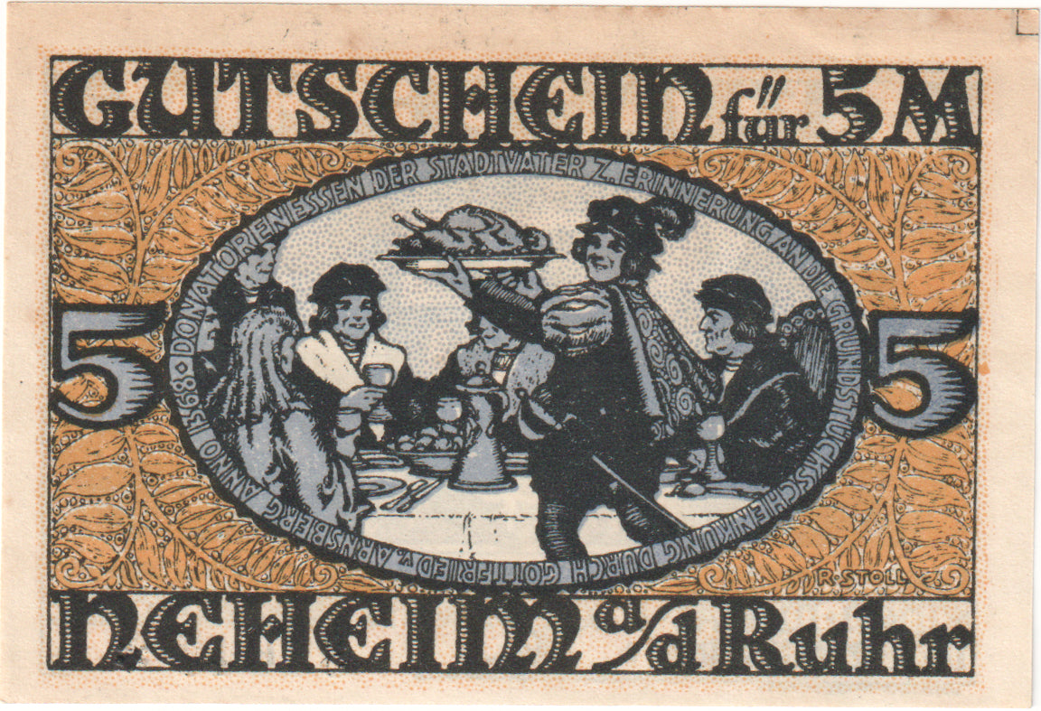 Banconote, Germania, Neheim a.d. Ruhr Gemeinde, 5 Mark, personnage, SPL