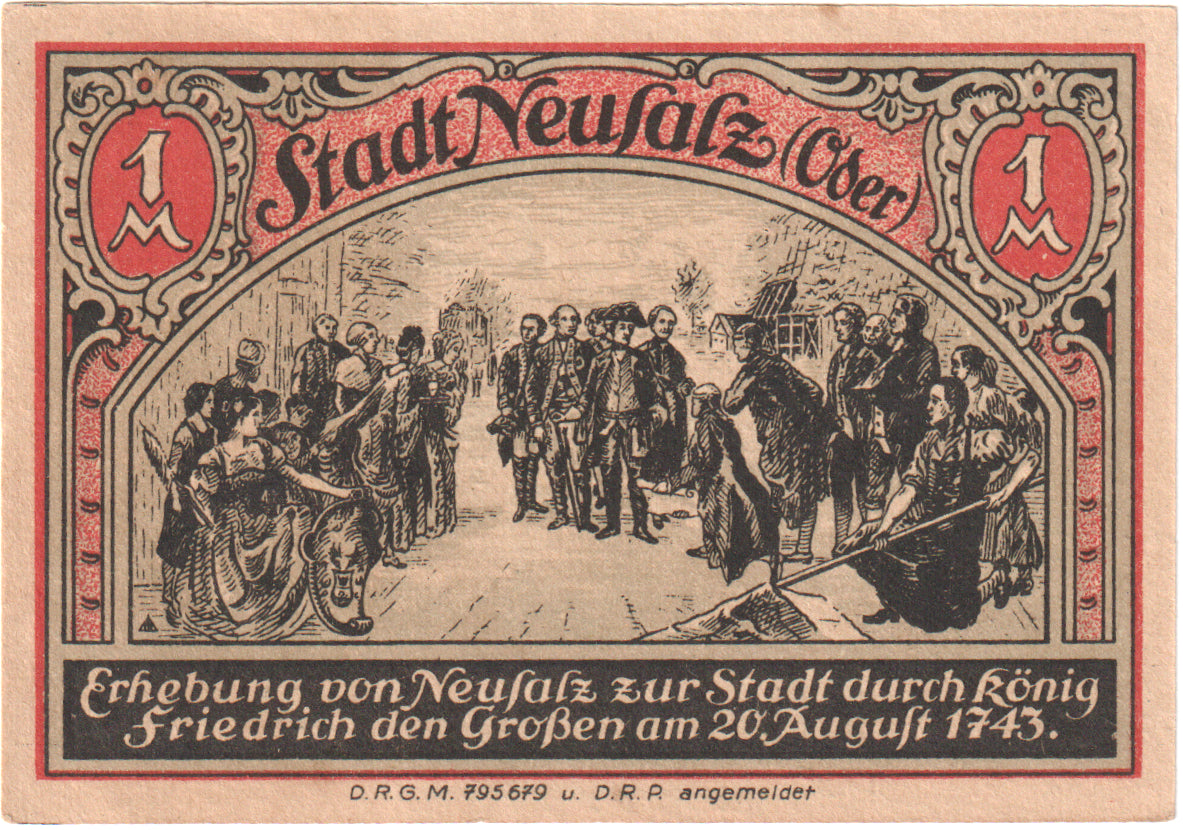 Geldschein, Deutschland, Neusalz, 1 Mark, personnage, 1922, VZ+, Mehl:960.1