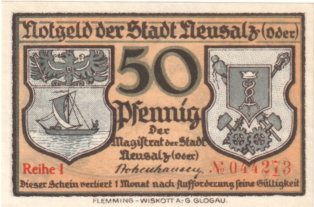 Billete, Alemania, Neusalz a.d. Oder Stadt, 50 Pfennig, paysage, 1920, EBC+