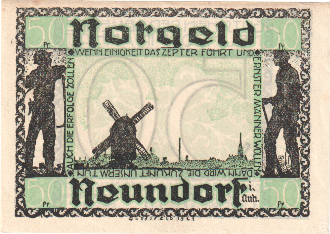 Banconote, Germania, Neundorf, 50 Pfennig, moulin, 1921, 1921-09-01, FDS