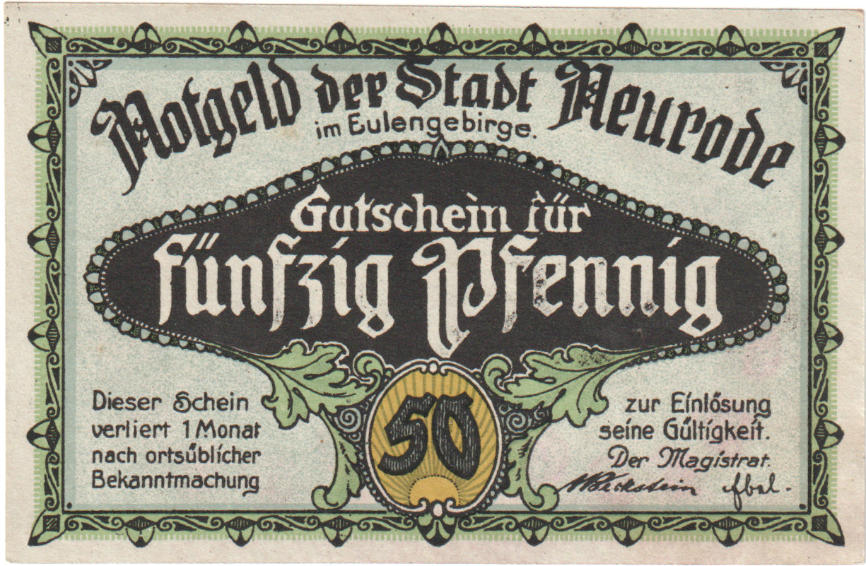 Banknote, Germany, Neurode Stadt, 50 Pfennig, village 1, 1921, UNC(60-62)