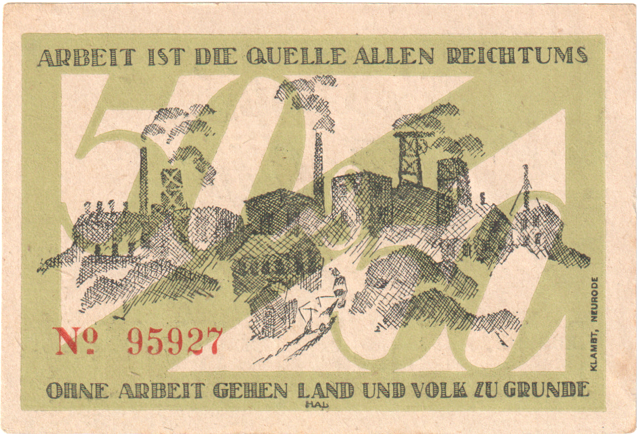 Billet, Allemagne, Neurode, 50 Pfennig, Usine, 1921, 1921-01-01, SUP+