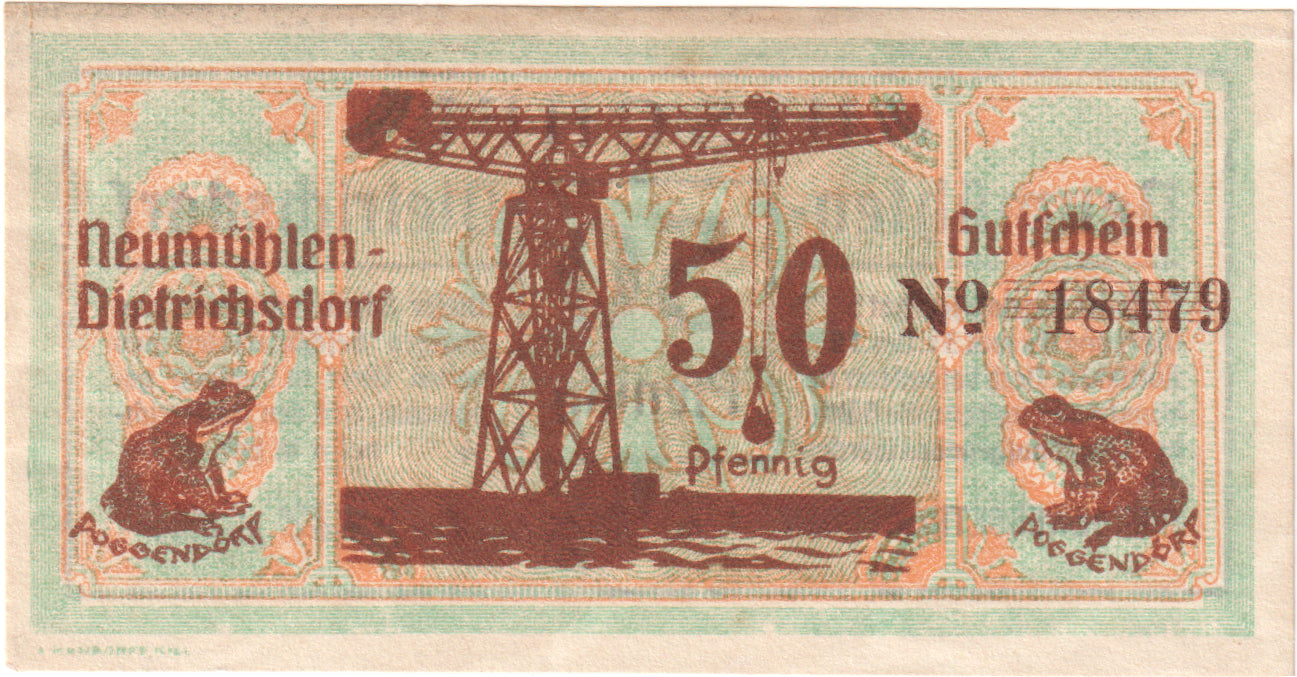 Banknot, Niemcy, Neumühlen, 50 Pfennig, grue, O.D, UNC(65-70), Mehl:953.3