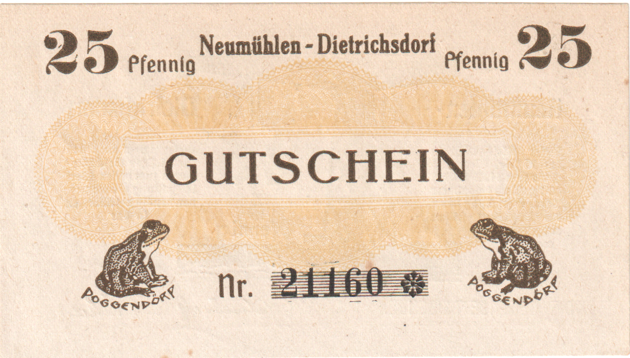 Banconote, Germania, Neumühlen, 25 Pfennig, grue, O.D, FDS, Mehl:953.3