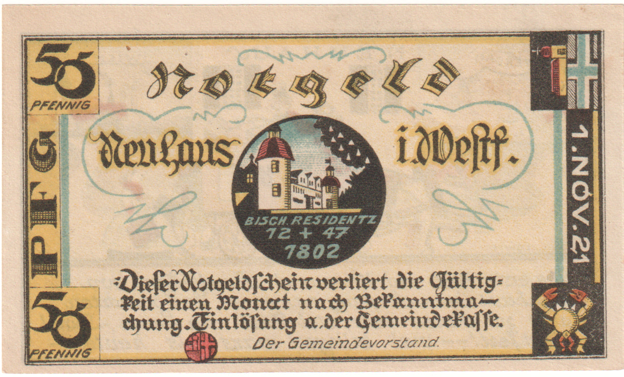 Geldschein, Deutschland, Neuhaus, 50 Pfennig, Diligence, 1921, 1921-11-01, UNZ