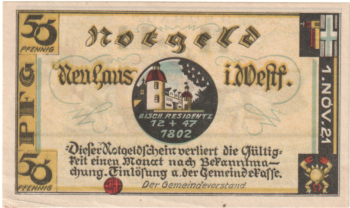 Geldschein, Deutschland, Neuhaus, 50 Pfennig, Diligence 1, 1921, 1921-11-01