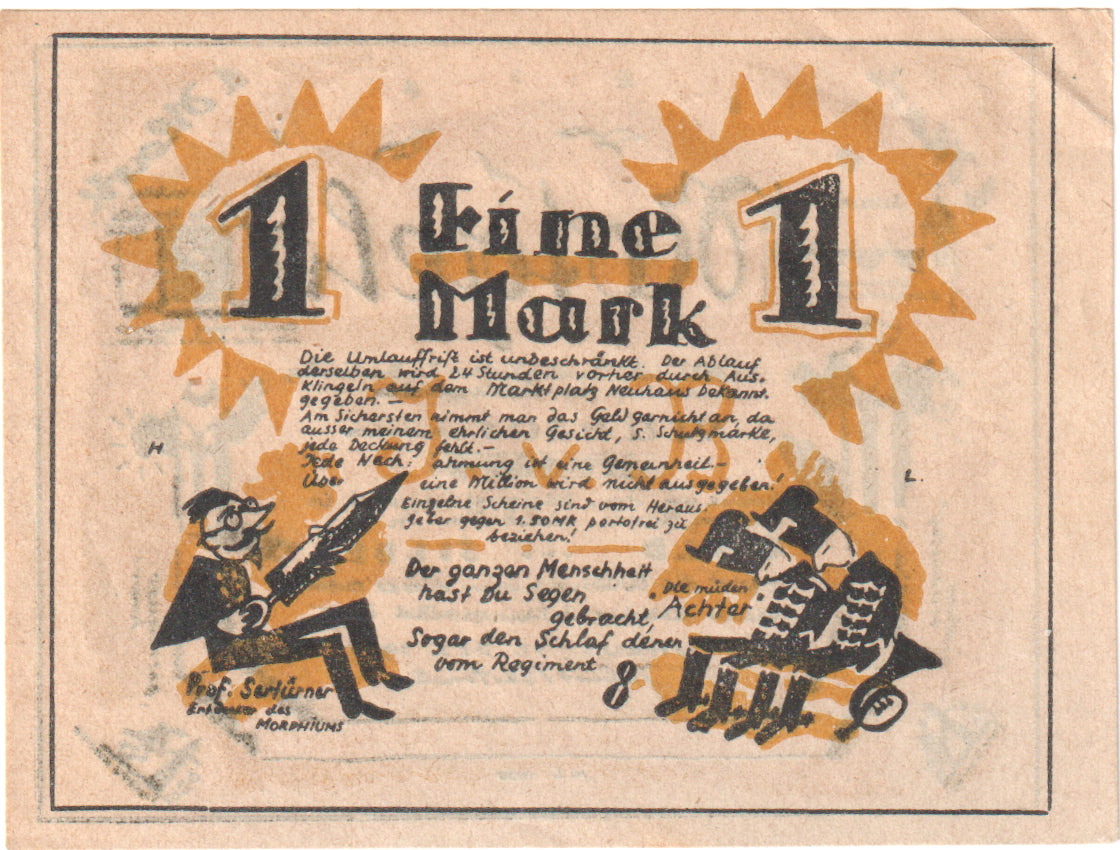 Geldschein, Deutschland, Neuhaus, 1 Mark, personnage, 1920, 1920-12-31, VZ+