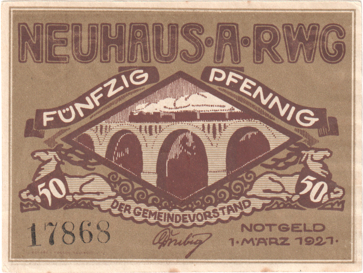 Geldschein, Deutschland, Neuhaus am Rennweg Gemeinde, 50 Pfennig, pont, 1921