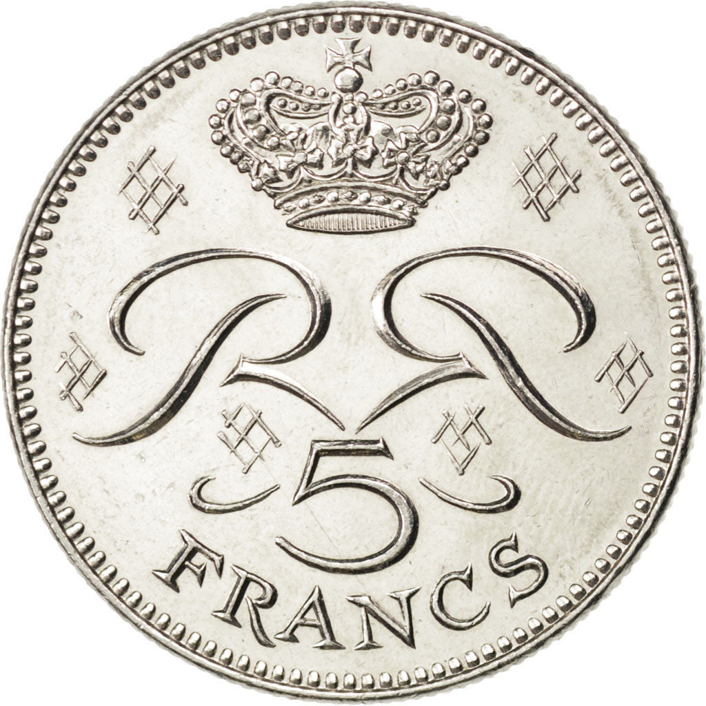 Monaco, Rainier III, 5 Francs, 1989, Kupfer-Nickel, UNZ, Gadoury:153, KM:150