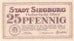 Billete, Alemania, Siegburg, 25 Pfennig, paysage, 1921, 1921-03-20, UNC