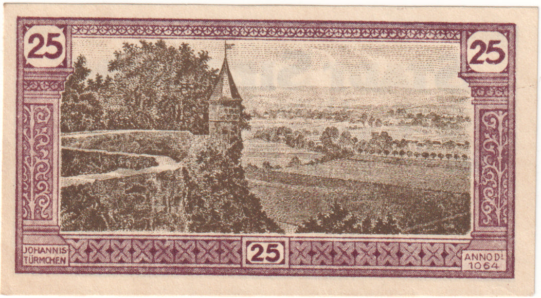 Billete, Alemania, Siegburg, 25 Pfennig, paysage, 1921, 1921-03-20, UNC