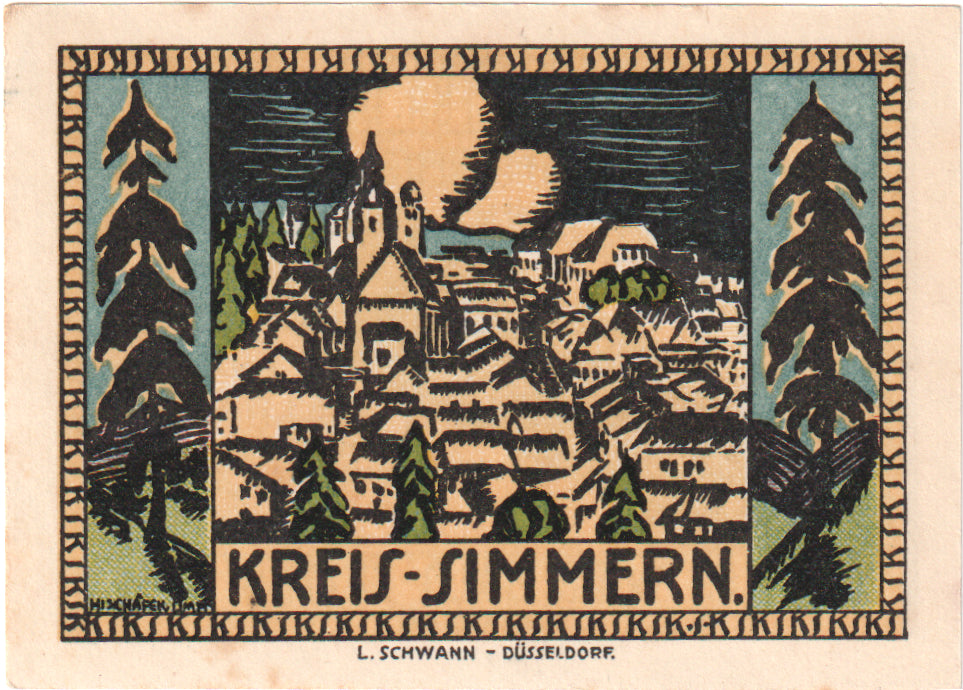Geldschein, Deutschland, Simmern Kreis, 25 Pfennig, village, 1921, 1921-03-01