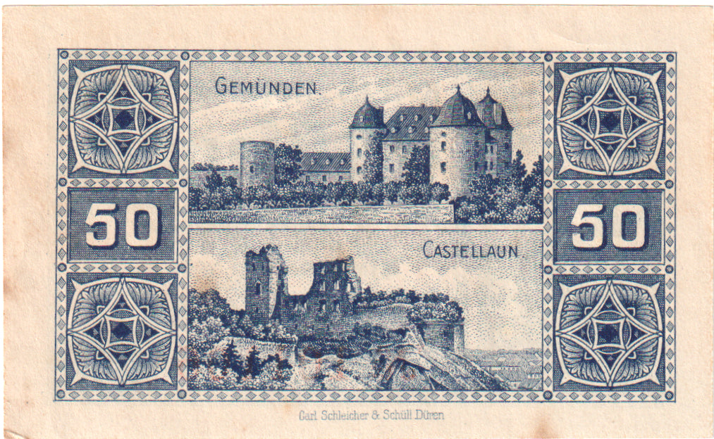 Geldschein, Deutschland, Simmern Kreis, 50 Pfennig, château, 1921, 1921-03-01